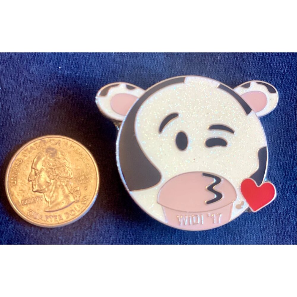 2017 Wisconsin Destination Imagination Winking Kissing Cow Emoji Pin